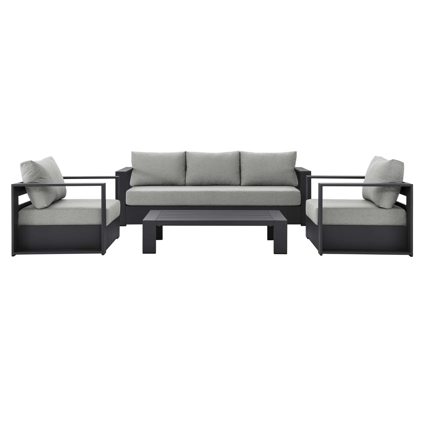 Tahoe 4-Piece Outdoor Patio Powder-Coated Aluminum Set in Gray Gray by Modway (5749)