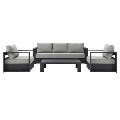 Tahoe 4-Piece Outdoor Patio Powder-Coated Aluminum Set in Gray Gray by Modway (5749)