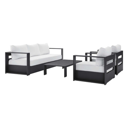 Tahoe 4-Piece Outdoor Patio Powder-Coated Aluminum Set in Gray White by Modway (5749)