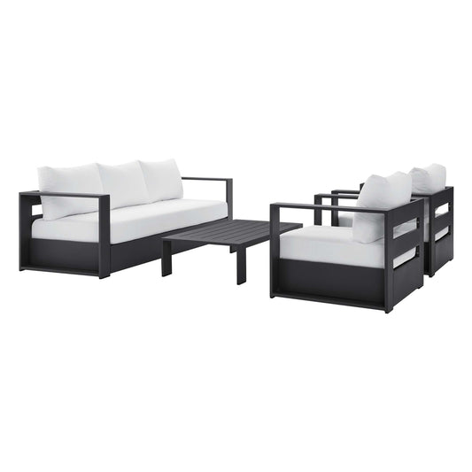 Tahoe 4-Piece Outdoor Patio Powder-Coated Aluminum Set in Gray White by Modway (5749)