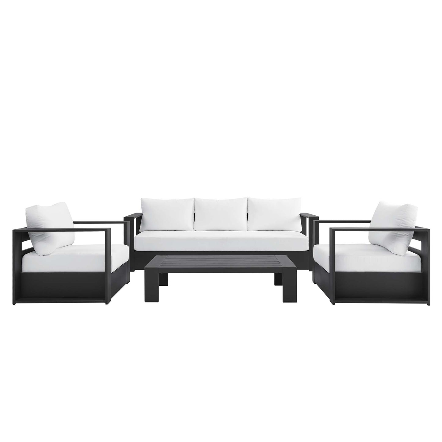 Tahoe 4-Piece Outdoor Patio Powder-Coated Aluminum Set in Gray White by Modway (5749)