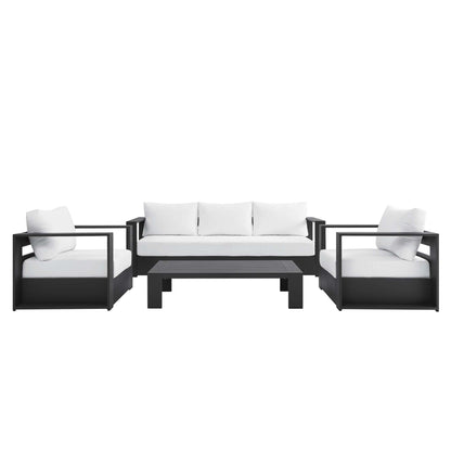 Tahoe 4-Piece Outdoor Patio Powder-Coated Aluminum Set in Gray White by Modway (5749)