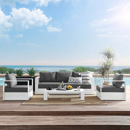 Tahoe 4-Piece Outdoor Patio Powder-Coated Aluminum Set in White Charcoal by Modway (5749)