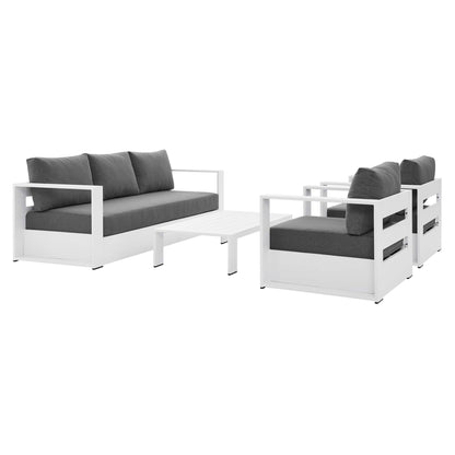 Tahoe 4-Piece Outdoor Patio Powder-Coated Aluminum Set in White Charcoal by Modway (5749)