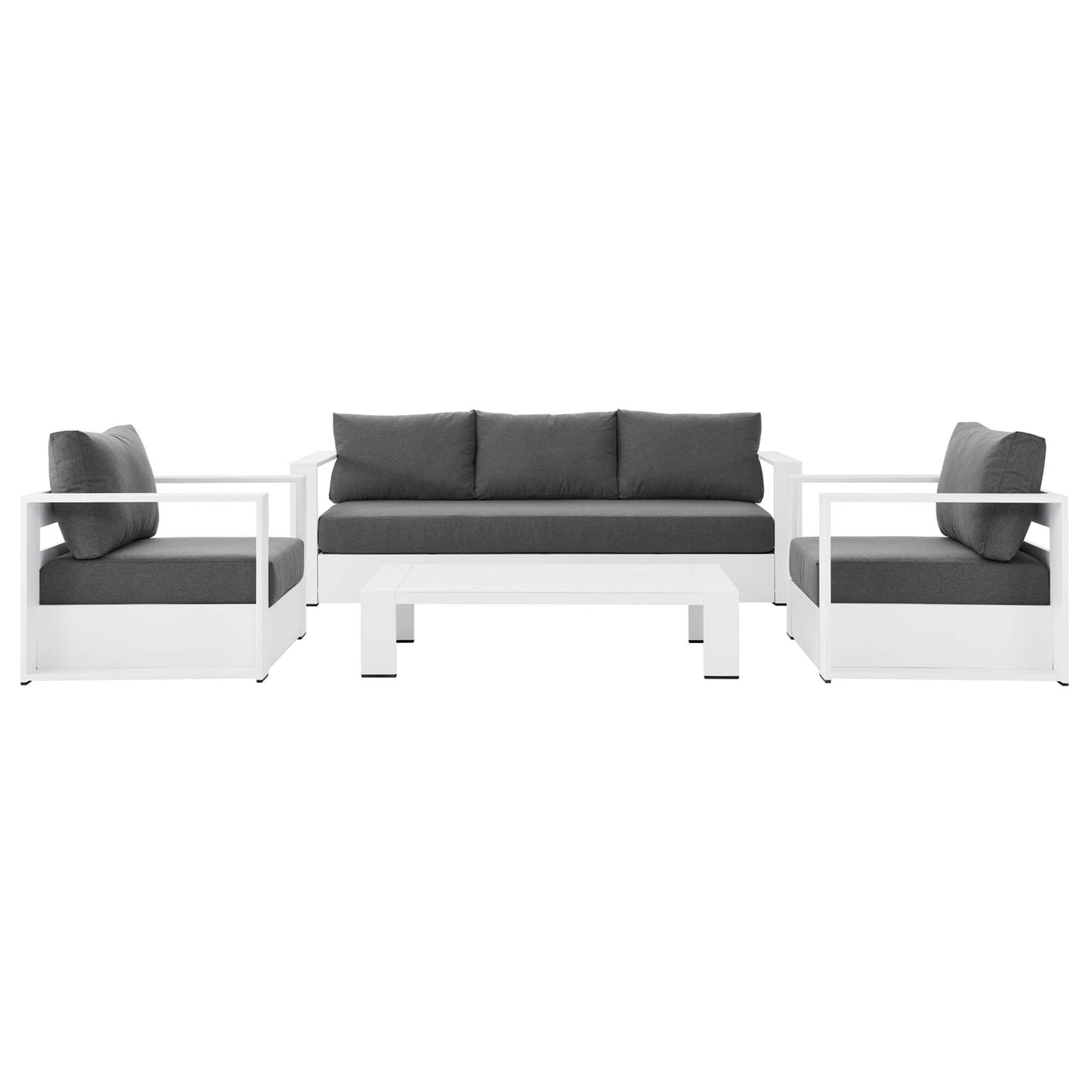 Tahoe 4-Piece Outdoor Patio Powder-Coated Aluminum Set in White Charcoal by Modway (5749)
