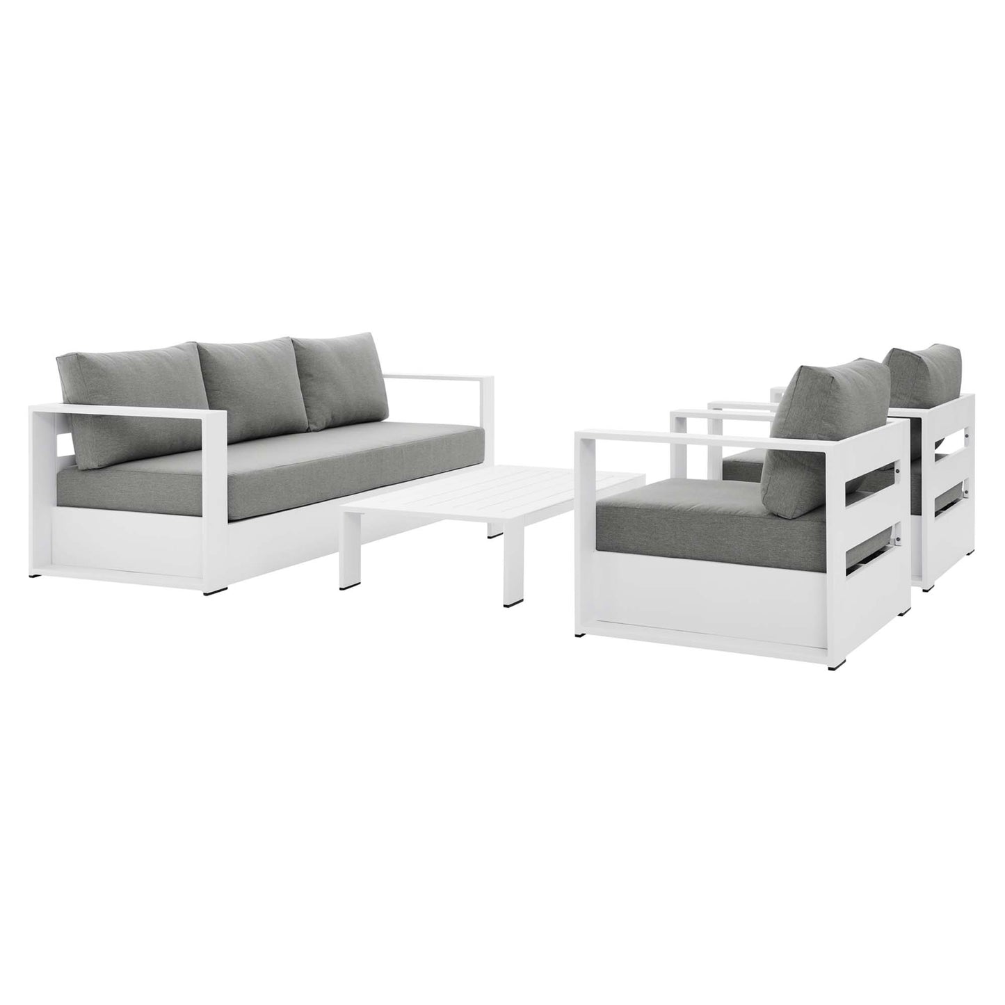 Tahoe 4-Piece Outdoor Patio Powder-Coated Aluminum Set in White Gray by Modway (5749)