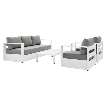 Tahoe 4-Piece Outdoor Patio Powder-Coated Aluminum Set in White Gray by Modway (5749)