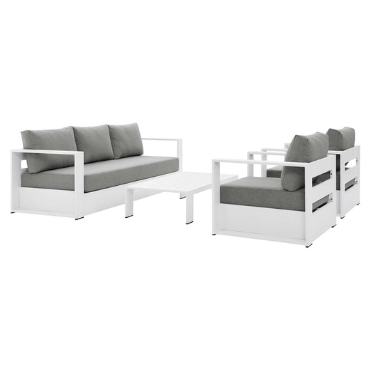 Tahoe 4-Piece Outdoor Patio Powder-Coated Aluminum Set in White Gray by Modway (5749)