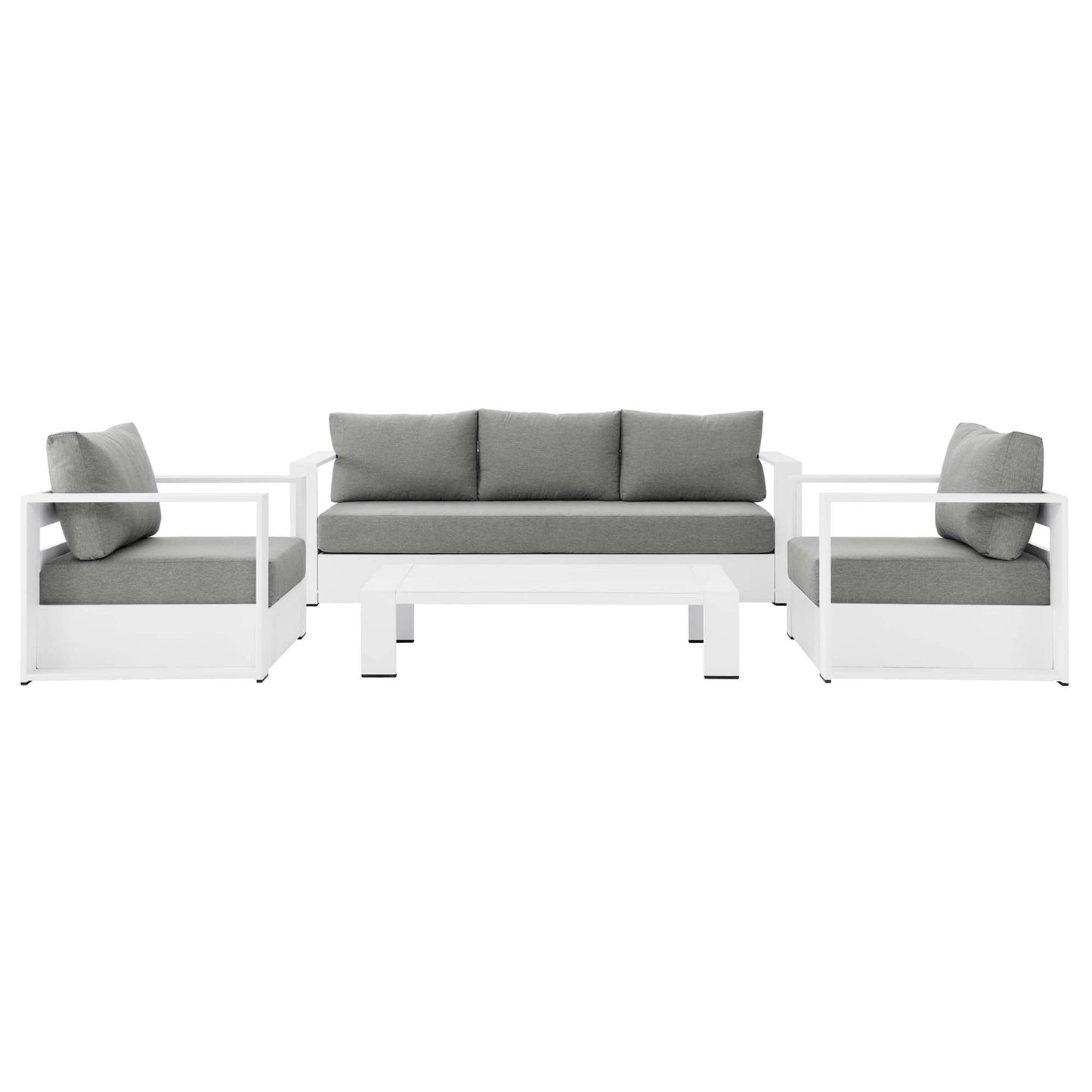 Tahoe 4-Piece Outdoor Patio Powder-Coated Aluminum Set in White Gray by Modway (5749)