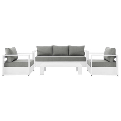 Tahoe 4-Piece Outdoor Patio Powder-Coated Aluminum Set in White Gray by Modway (5749)