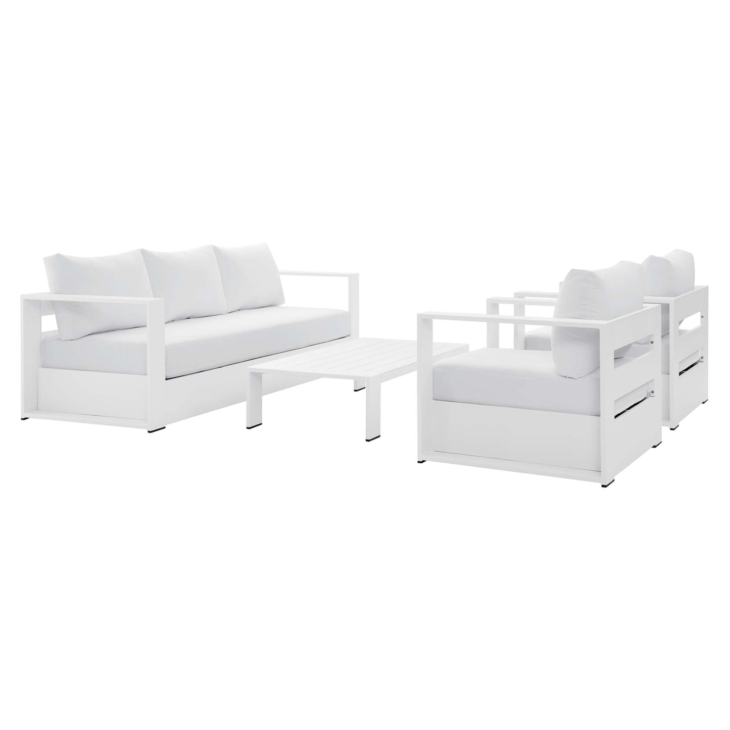 Tahoe 4-Piece Outdoor Patio Powder-Coated Aluminum Set in White White by Modway (5749)