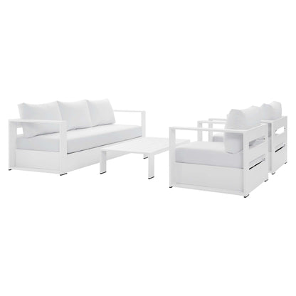 Tahoe 4-Piece Outdoor Patio Powder-Coated Aluminum Set in White White by Modway (5749)