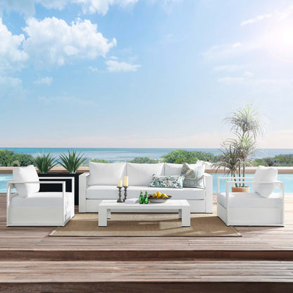 Tahoe 4-Piece Outdoor Patio Powder-Coated Aluminum Set in White White by Modway (5749)