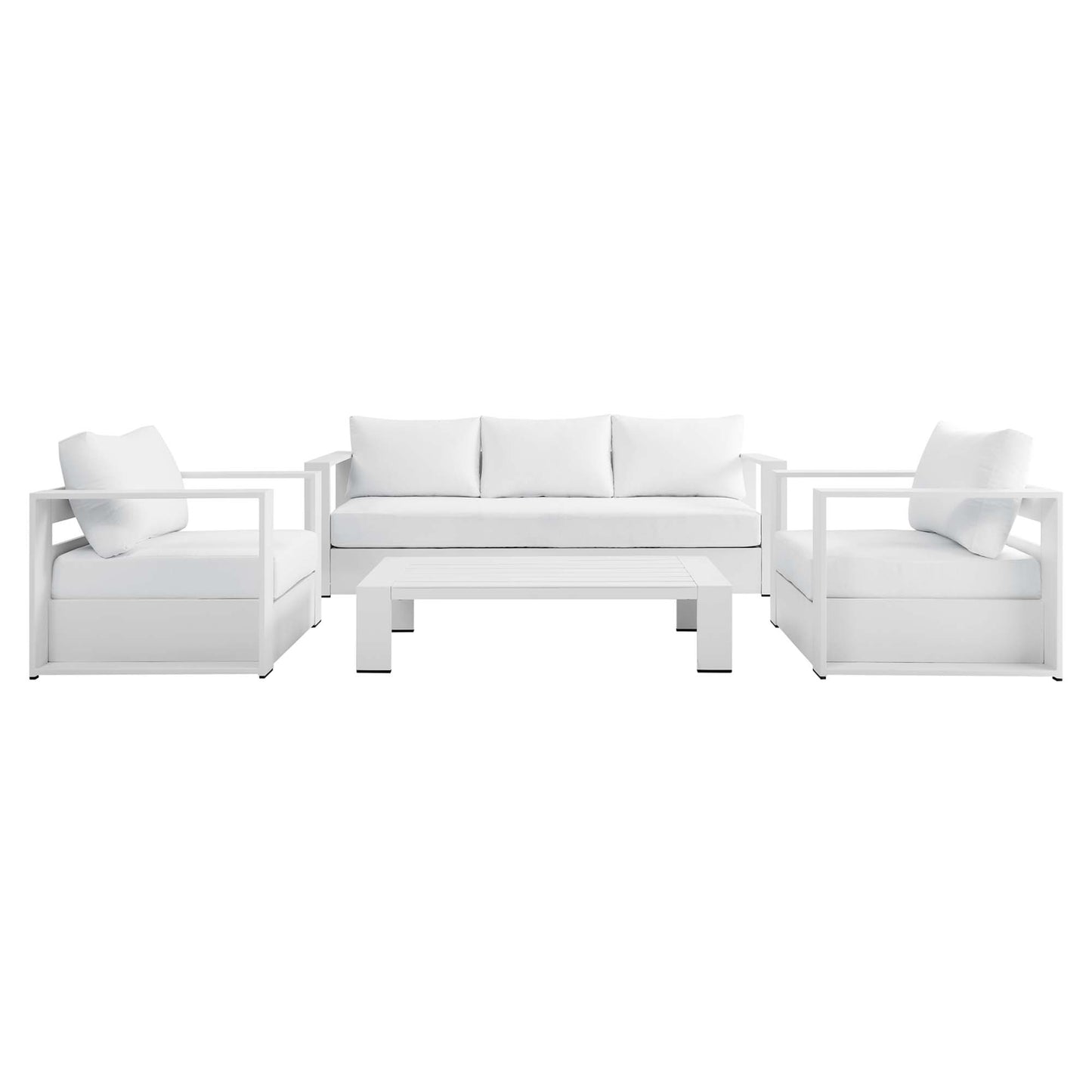 Tahoe 4-Piece Outdoor Patio Powder-Coated Aluminum Set in White White by Modway (5749)