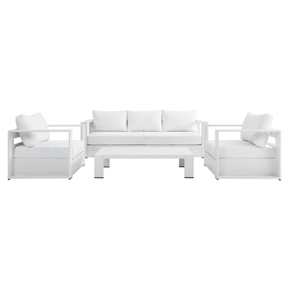 Tahoe 4-Piece Outdoor Patio Powder-Coated Aluminum Set in White White by Modway (5749)