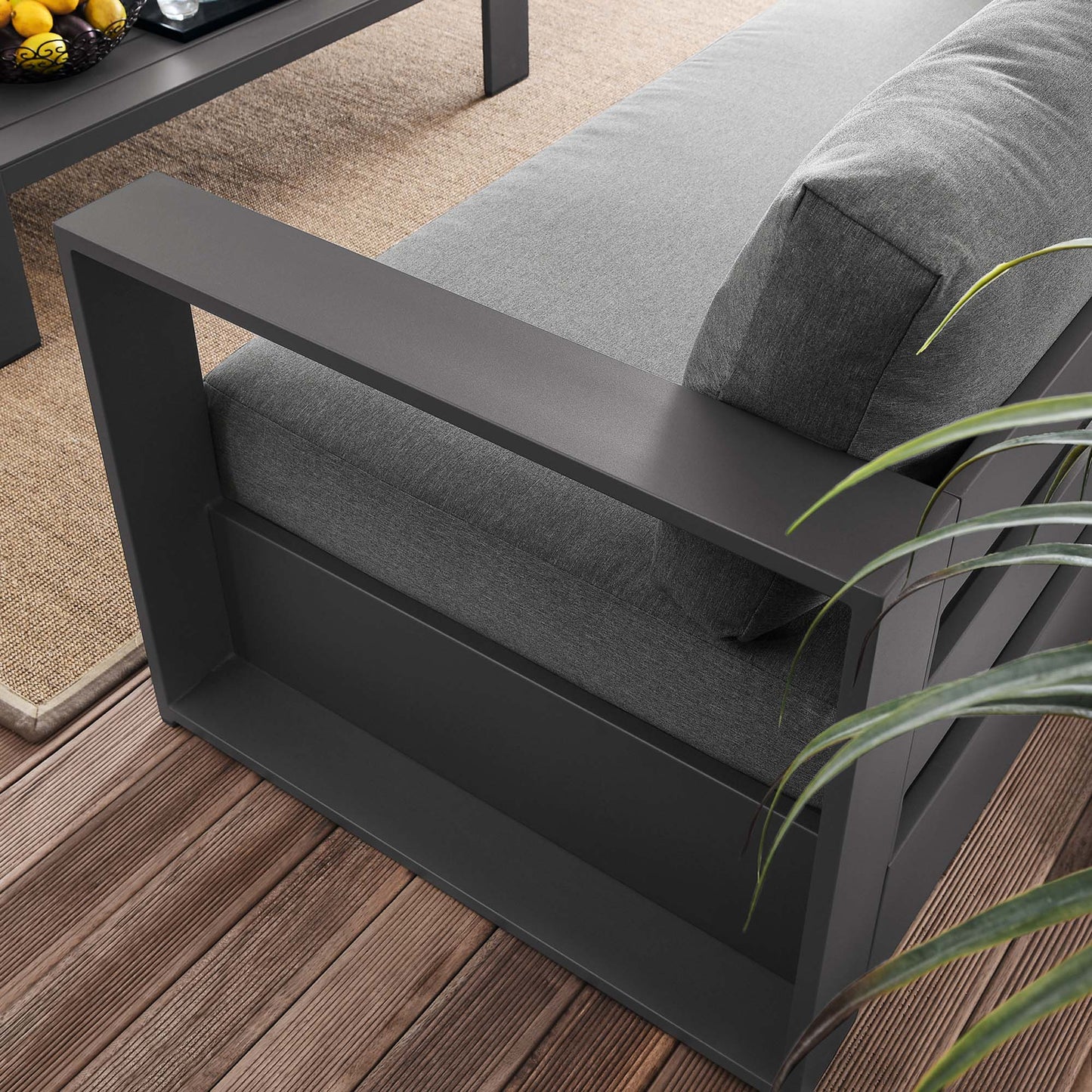Tahoe 2-Piece Outdoor Patio Powder-Coated Aluminum Set in Gray Charcoal by Modway (5750)