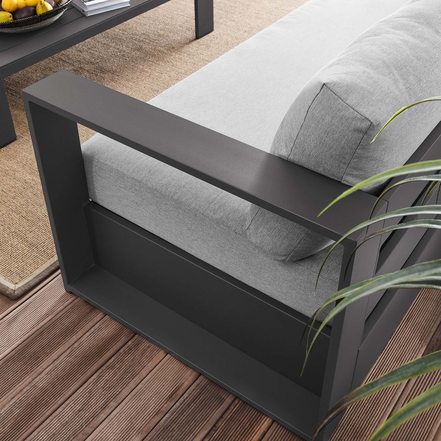 Tahoe 2-Piece Outdoor Patio Powder-Coated Aluminum Set in Gray Gray by Modway (5750)