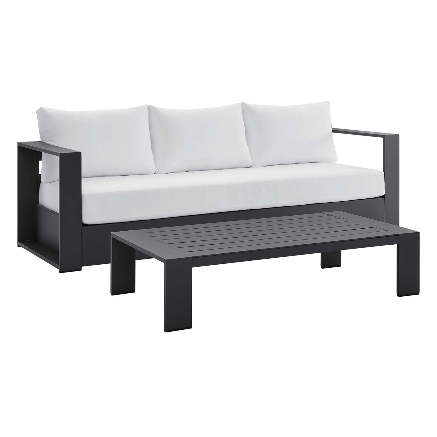 Tahoe 2-Piece Outdoor Patio Powder-Coated Aluminum Set in Gray White by Modway (5750)