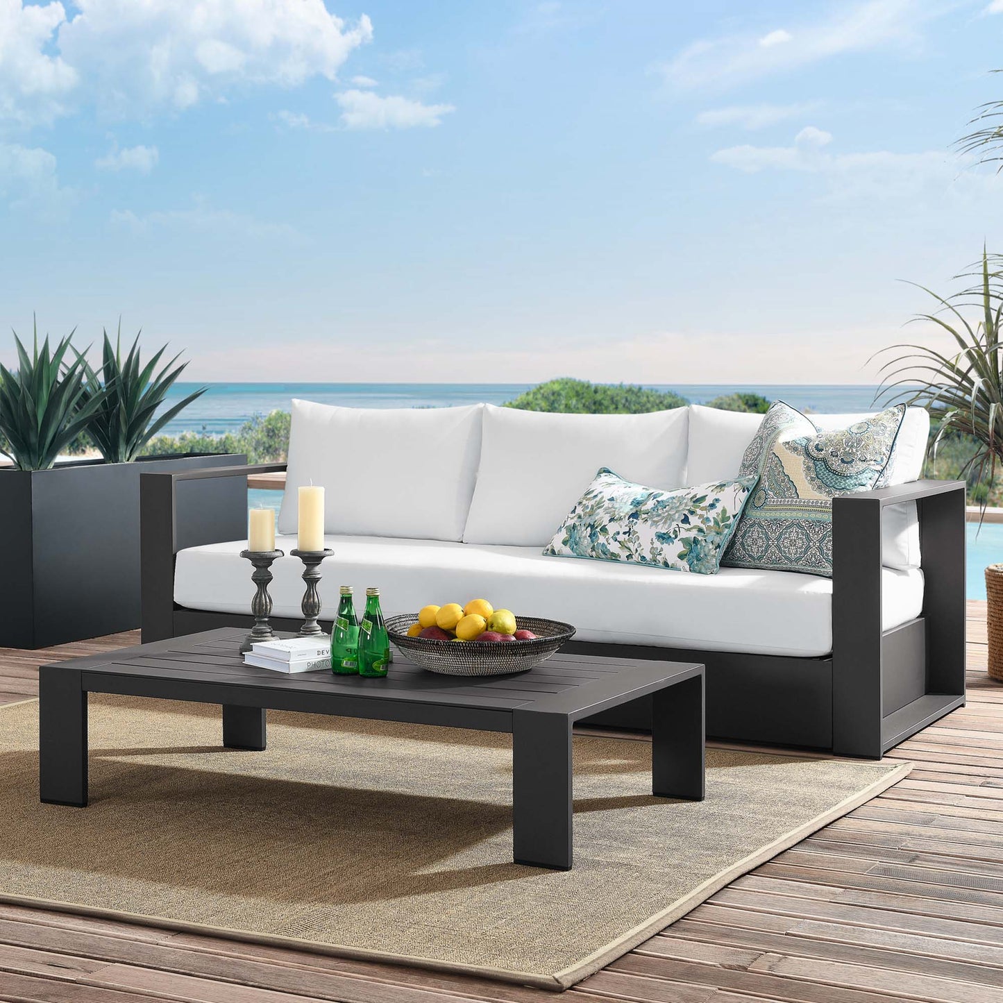 Tahoe 2-Piece Outdoor Patio Powder-Coated Aluminum Set in Gray White by Modway (5750)