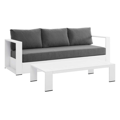 Tahoe 2-Piece Outdoor Patio Powder-Coated Aluminum Set in White Charcoal by Modway (5750)