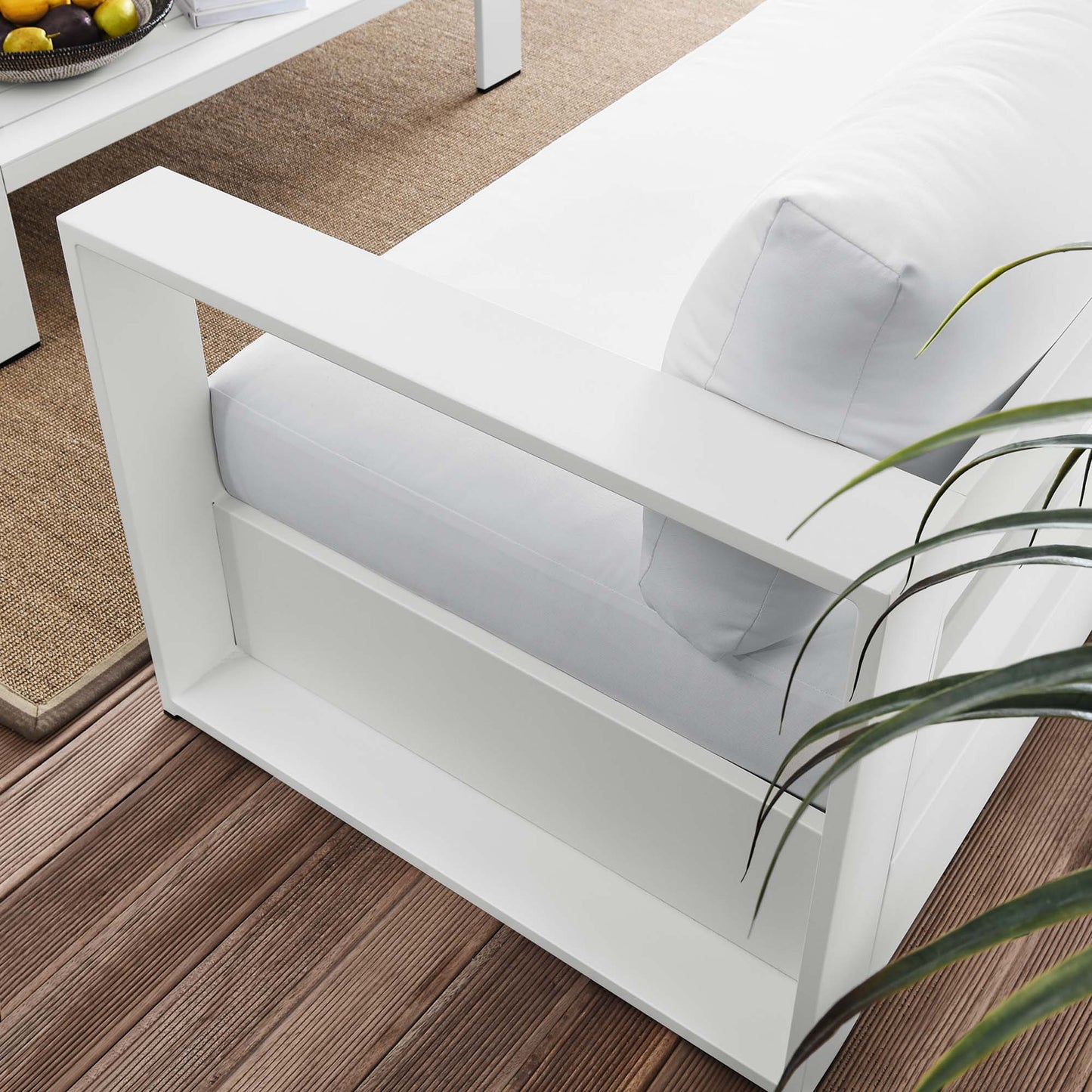 Tahoe 2-Piece Outdoor Patio Powder-Coated Aluminum Set in White White by Modway (5750)