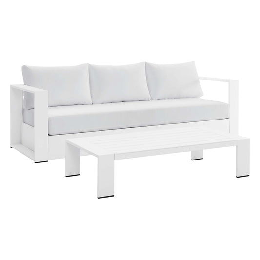 Tahoe 2-Piece Outdoor Patio Powder-Coated Aluminum Set in White White by Modway (5750)