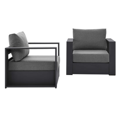 Tahoe 2-Piece Outdoor Patio Powder-Coated Aluminum Armchair Set in Gray Charcoal by Modway (5751)