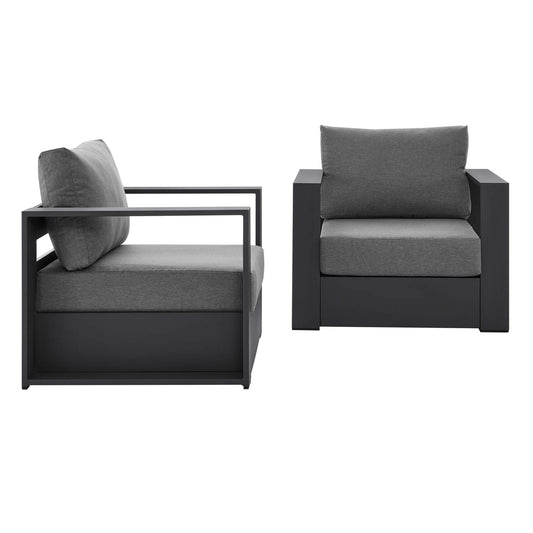 Tahoe 2-Piece Outdoor Patio Powder-Coated Aluminum Armchair Set in Gray Charcoal by Modway (5751)