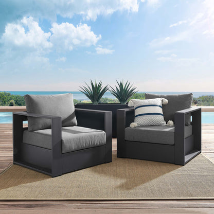 Tahoe 2-Piece Outdoor Patio Powder-Coated Aluminum Armchair Set in Gray Charcoal by Modway (5751)
