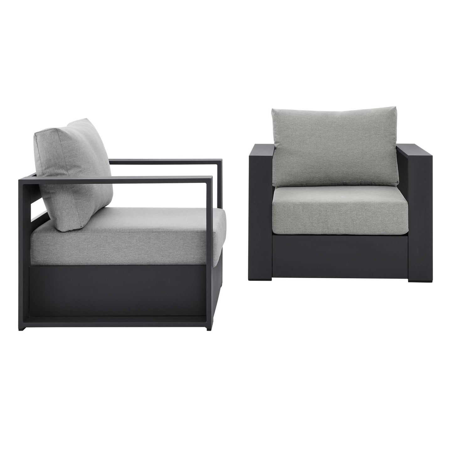 Tahoe 2-Piece Outdoor Patio Powder-Coated Aluminum Armchair Set in Gray Gray by Modway (5751)