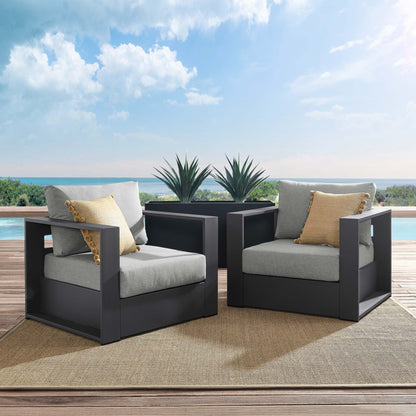 Tahoe 2-Piece Outdoor Patio Powder-Coated Aluminum Armchair Set in Gray Gray by Modway (5751)