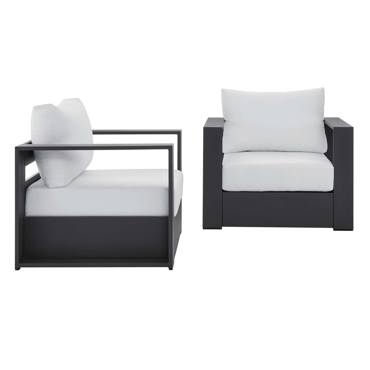 Tahoe 2-Piece Outdoor Patio Powder-Coated Aluminum Armchair Set in Gray White by Modway (5751)