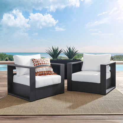 Tahoe 2-Piece Outdoor Patio Powder-Coated Aluminum Armchair Set in Gray White by Modway (5751)