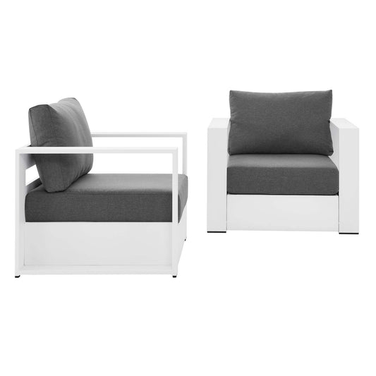 Tahoe 2-Piece Outdoor Patio Powder-Coated Aluminum Armchair Set in White Charcoal by Modway (5751)