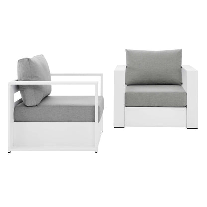 Tahoe 2-Piece Outdoor Patio Powder-Coated Aluminum Armchair Set in White Gray by Modway (5751)