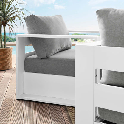 Tahoe 2-Piece Outdoor Patio Powder-Coated Aluminum Armchair Set in White Gray by Modway (5751)
