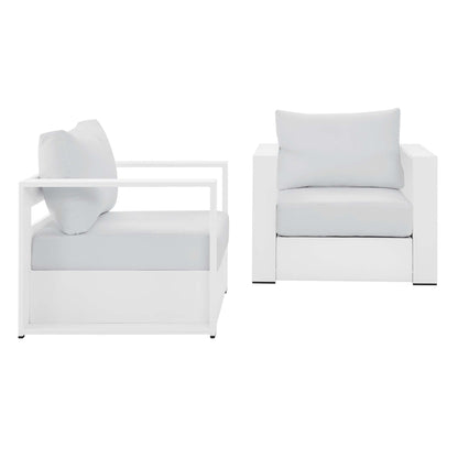 Tahoe 2-Piece Outdoor Patio Powder-Coated Aluminum Armchair Set in White White by Modway (5751)