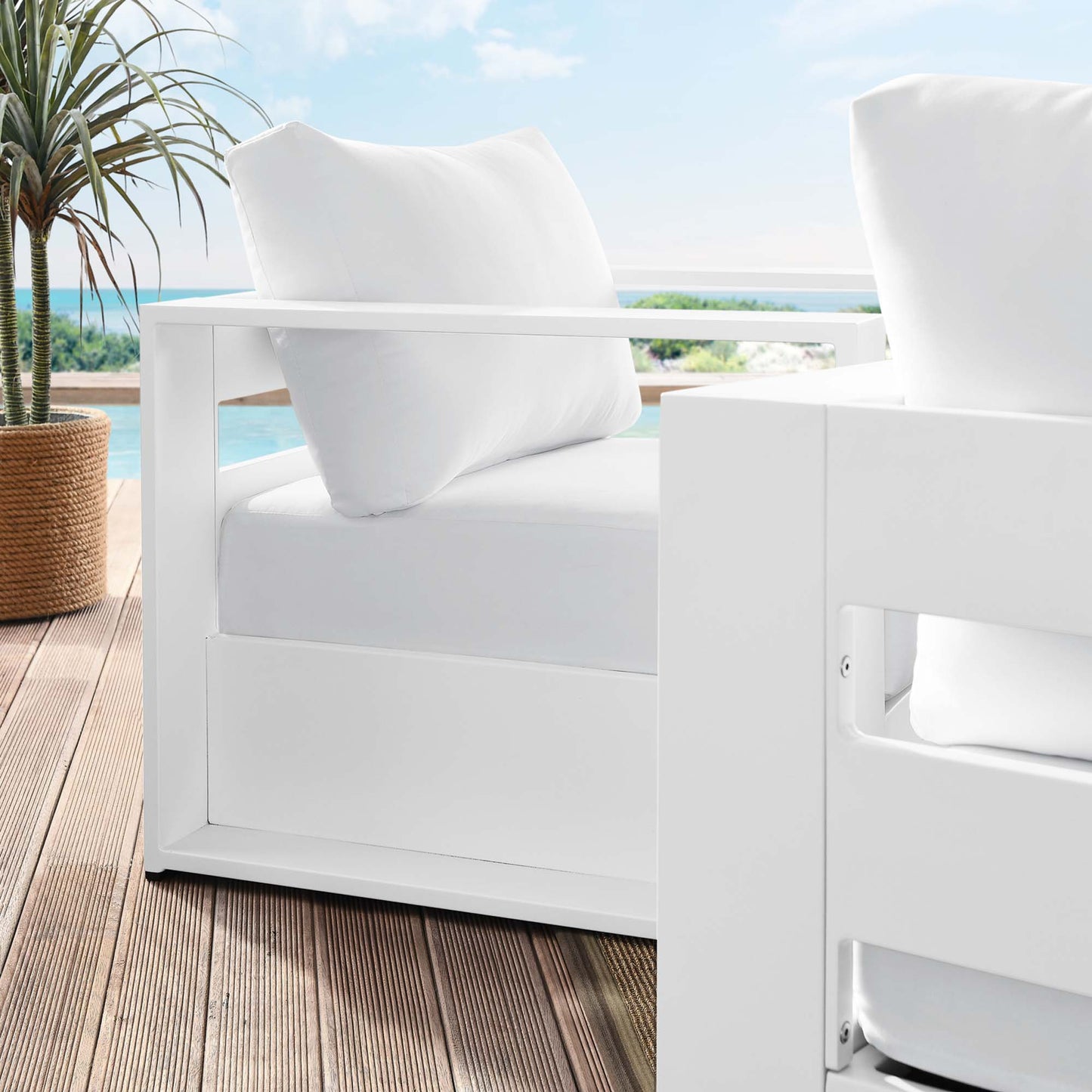 Tahoe 2-Piece Outdoor Patio Powder-Coated Aluminum Armchair Set in White White by Modway (5751)