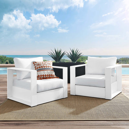 Tahoe 2-Piece Outdoor Patio Powder-Coated Aluminum Armchair Set in White White by Modway (5751)