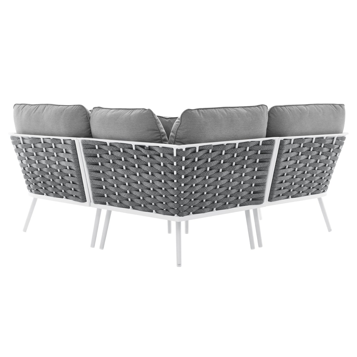 Stance Outdoor Patio Aluminum Small Sectional Sofa in White Gray by Modway (5752)