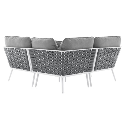 Stance Outdoor Patio Aluminum Small Sectional Sofa in White Gray by Modway (5752)