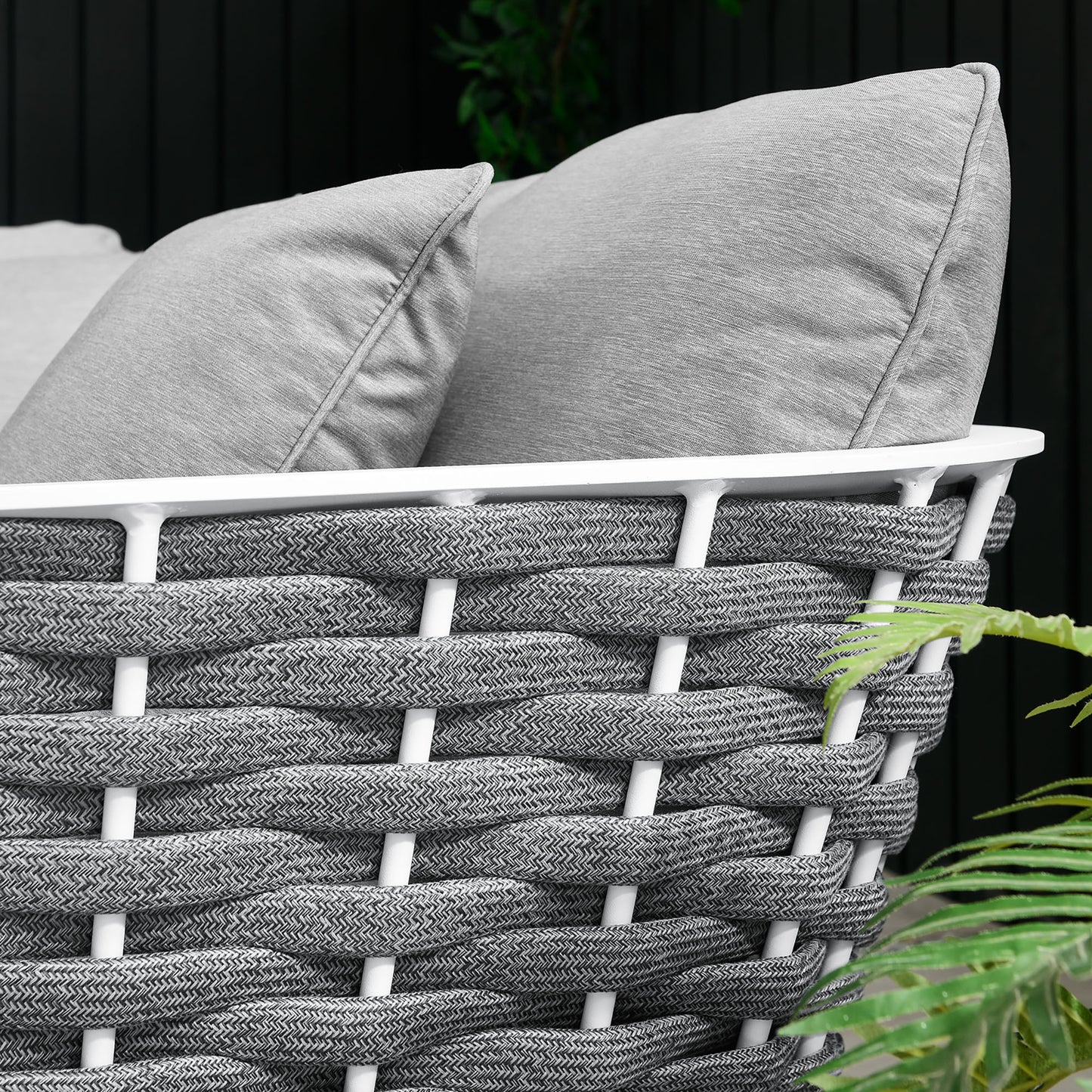 Stance Outdoor Patio Aluminum Small Sectional Sofa in White Gray by Modway (5752)