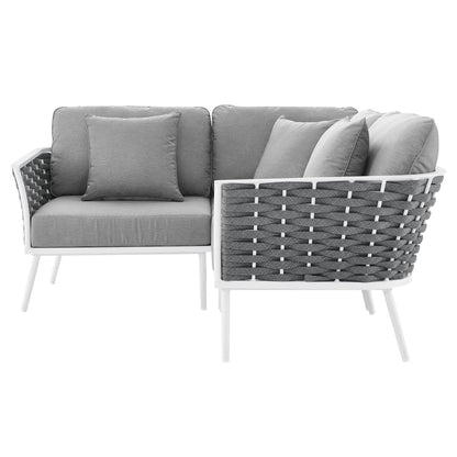 Stance Outdoor Patio Aluminum Small Sectional Sofa in White Gray by Modway (5752)