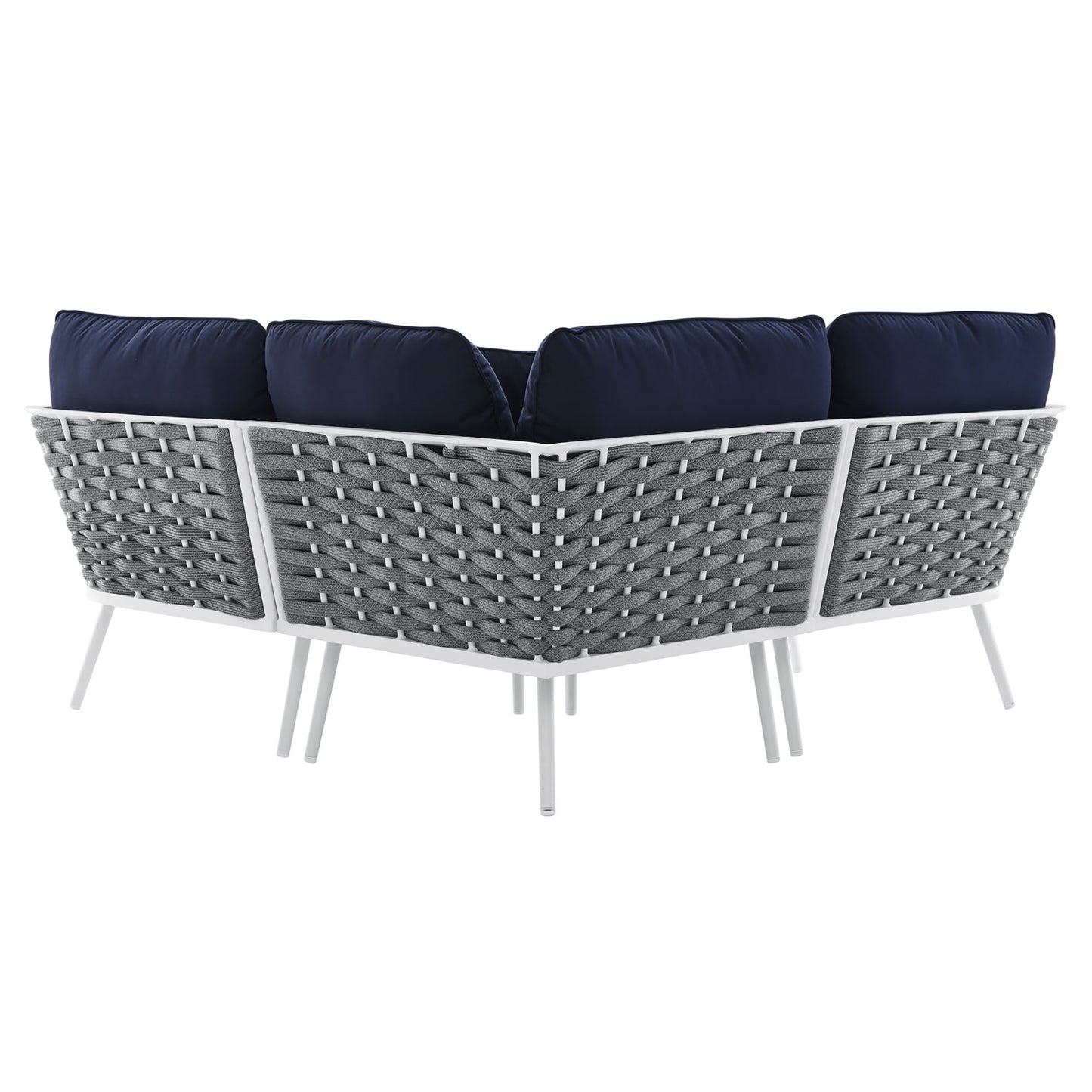 Stance Outdoor Patio Aluminum Small Sectional Sofa in White Navy by Modway (5752)
