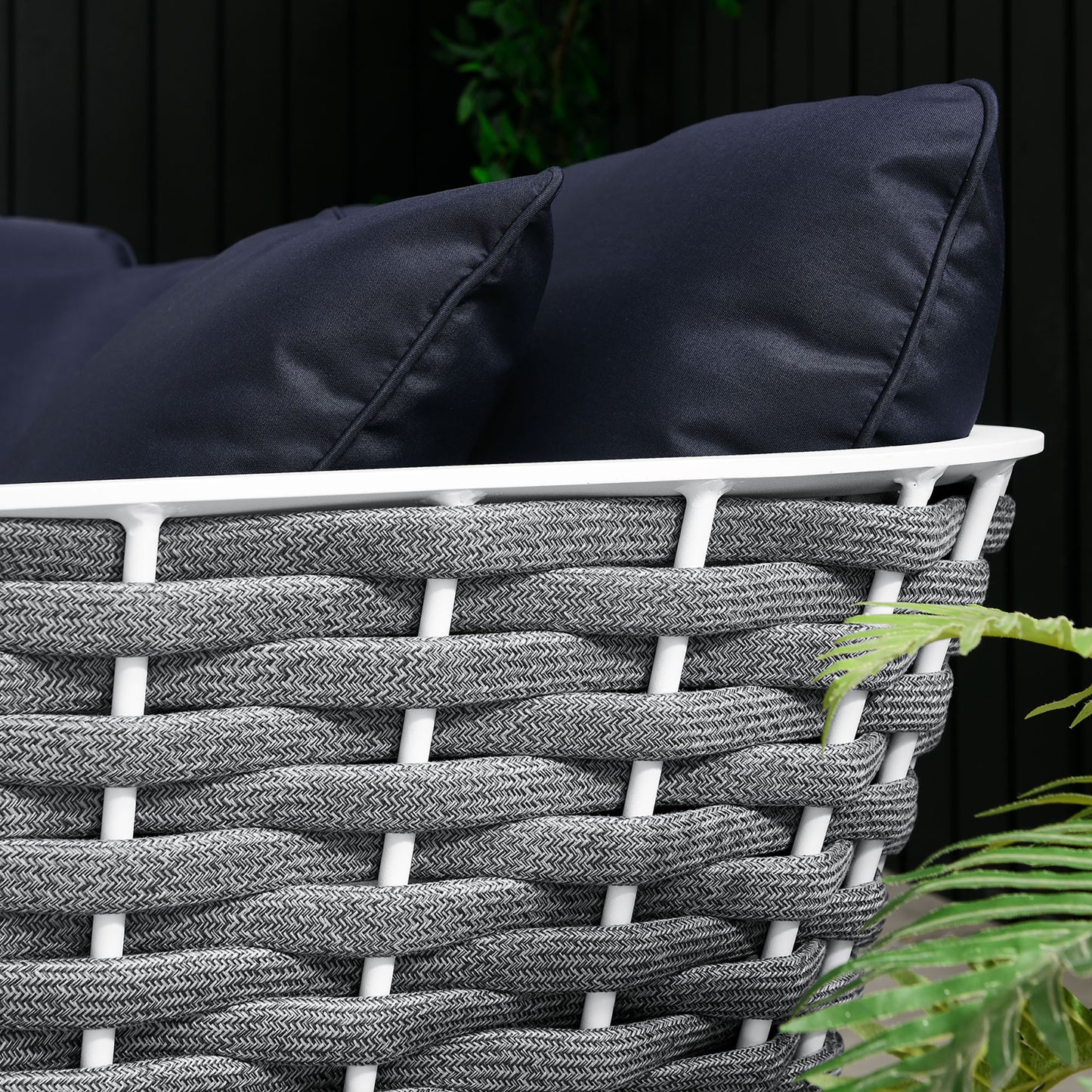 Stance Outdoor Patio Aluminum Small Sectional Sofa in White Navy by Modway (5752)