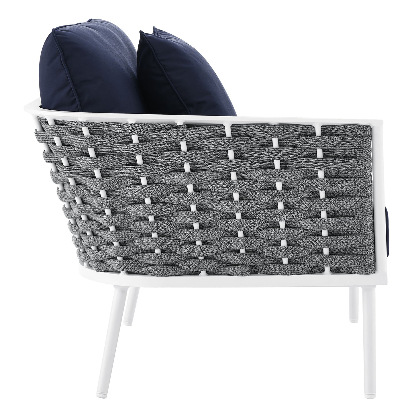 Stance Outdoor Patio Aluminum Small Sectional Sofa in White Navy by Modway (5752)