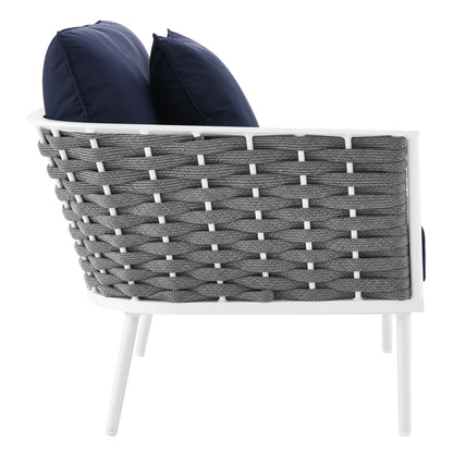 Stance Outdoor Patio Aluminum Small Sectional Sofa in White Navy by Modway (5752)