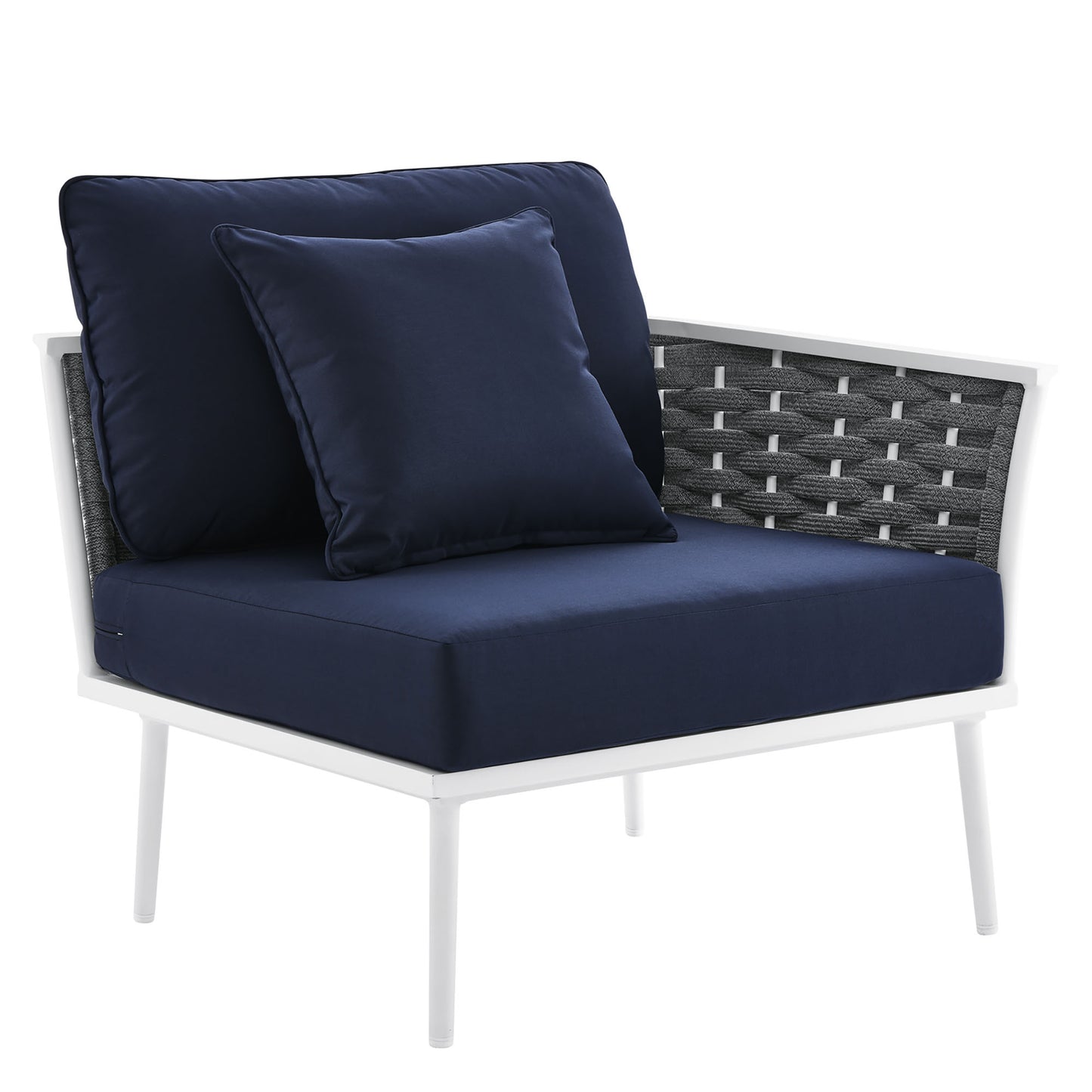 Stance Outdoor Patio Aluminum Small Sectional Sofa in White Navy by Modway (5752)