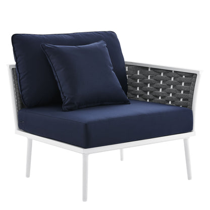 Stance Outdoor Patio Aluminum Small Sectional Sofa in White Navy by Modway (5752)