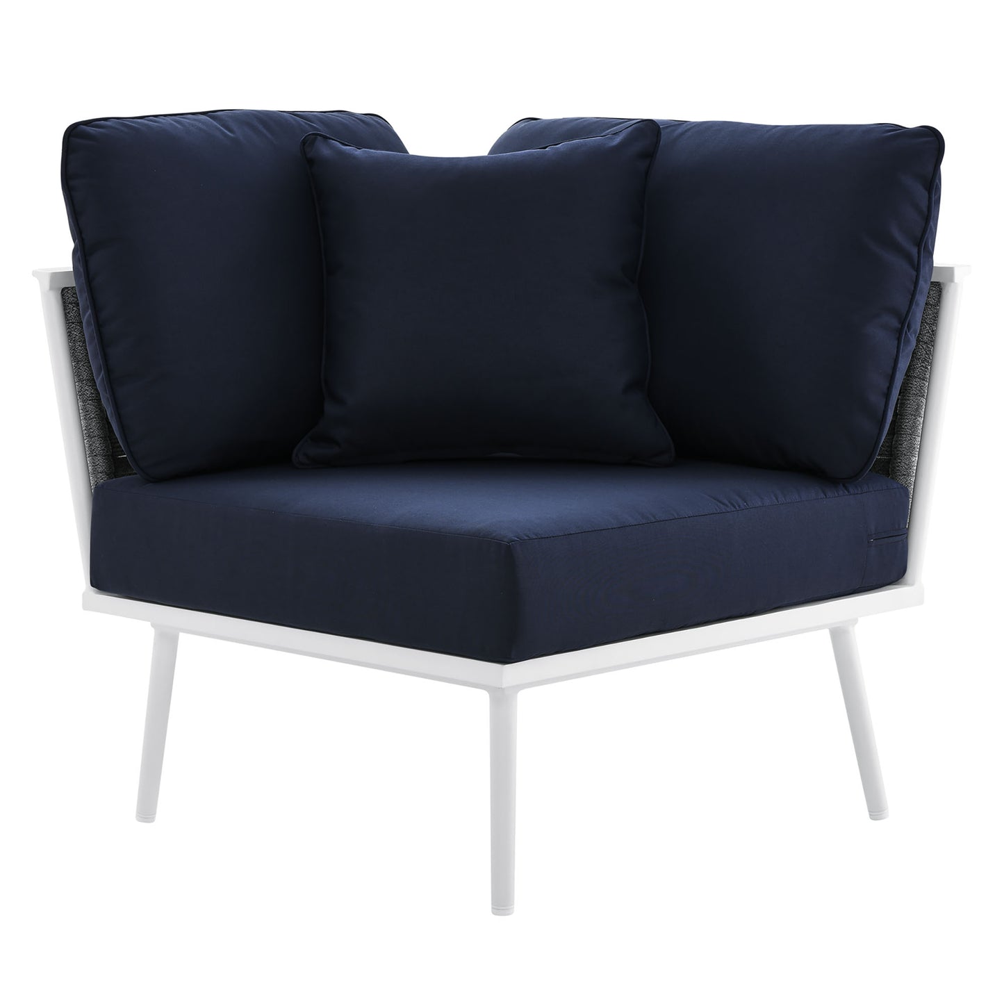 Stance Outdoor Patio Aluminum Small Sectional Sofa in White Navy by Modway (5752)